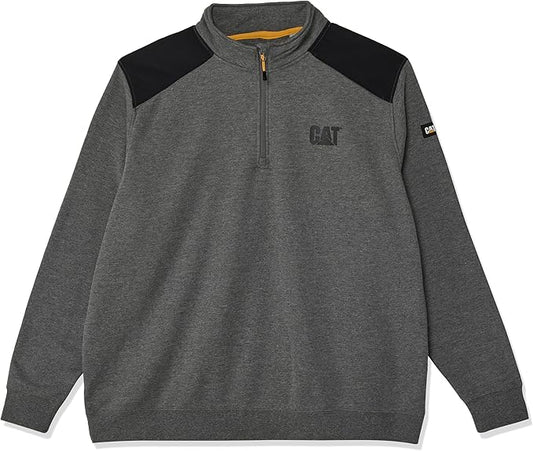 CAT Caterpillar Men's Essential 1/4 Zip Sweatshirt, Dark Heather Grey, S CAT