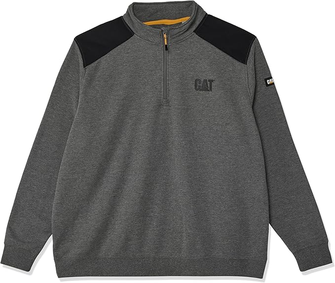 CAT Caterpillar Men's Essential 1/4 Zip Sweatshirt, Dark Heather Grey, S CAT