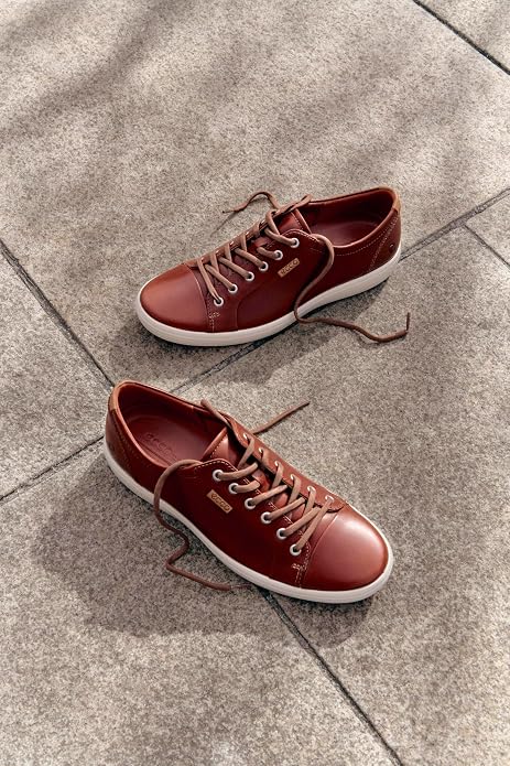ECCO Men's Soft 7 Long Lace Leather Sneaker, Cognac, EU 44/US 10-10.5 ECCO