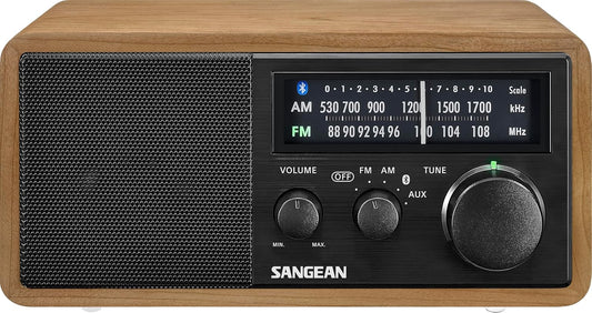 Sangean WR-11 BT+ FM/MW Radio with Bluetooth NFC, AUX and Wood Case in Lightwood/Black - As New SANGEAN