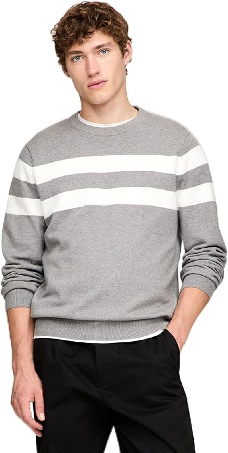 Tommy Hilfiger Men's Stamford Sweater, B25 Grey Heather, Large Tommy Hilfiger