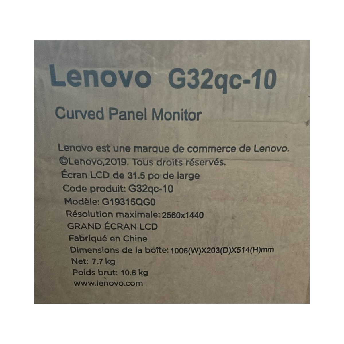 Lenovo G32qc-10 31.5" Curved Gaming Monitor QHD 144Hz FreeSync - As New Condition LENOVO