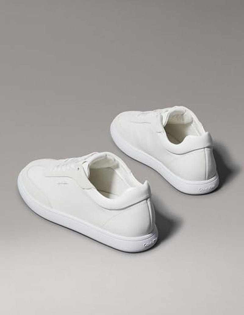 Calvin Klein Women's Leather Low Profile Sneakers, Off White/Mockingbird, EU 38.5 Calvin Klein