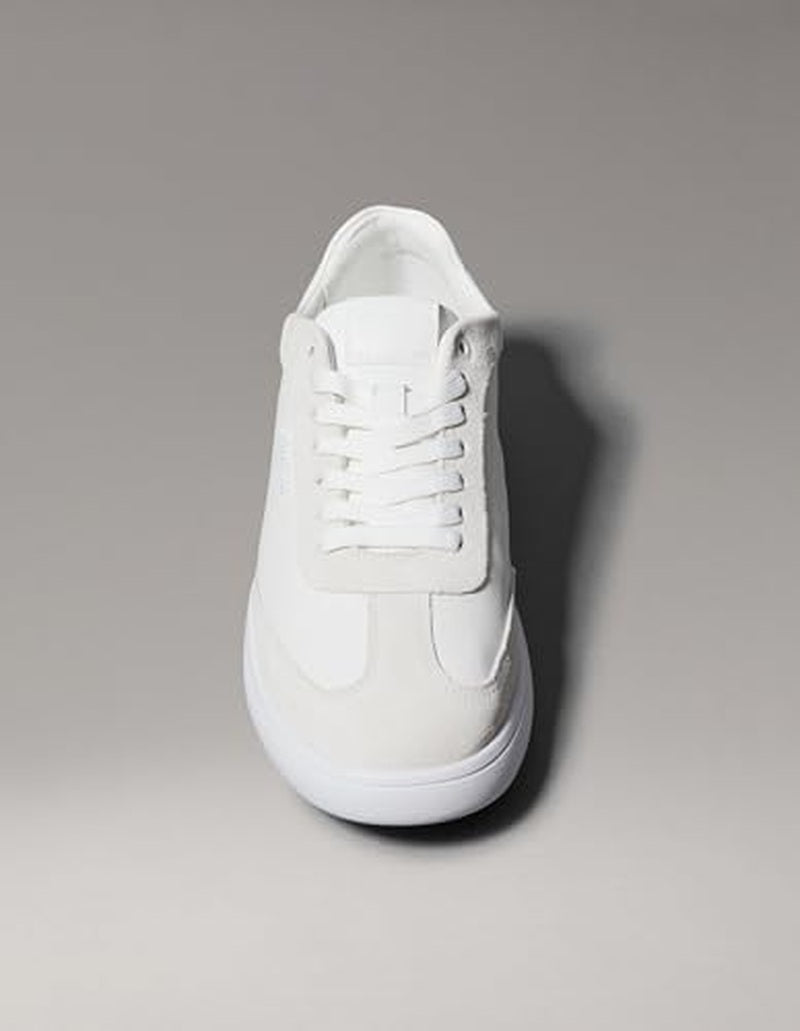 Calvin Klein Women's Leather Low Profile Sneakers, Off White/Mockingbird, EU 38.5 Calvin Klein