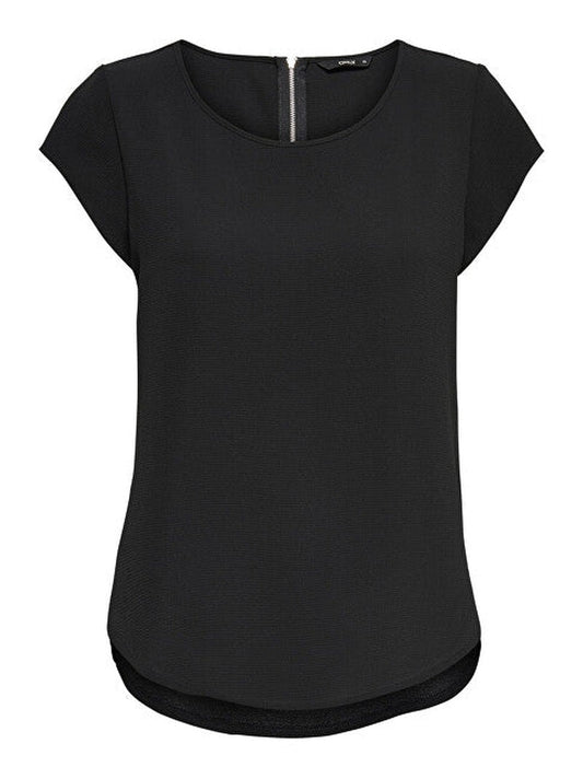ONLY Women's Vic Solid Scoop Neck Top, Black, EU 38 ONLY