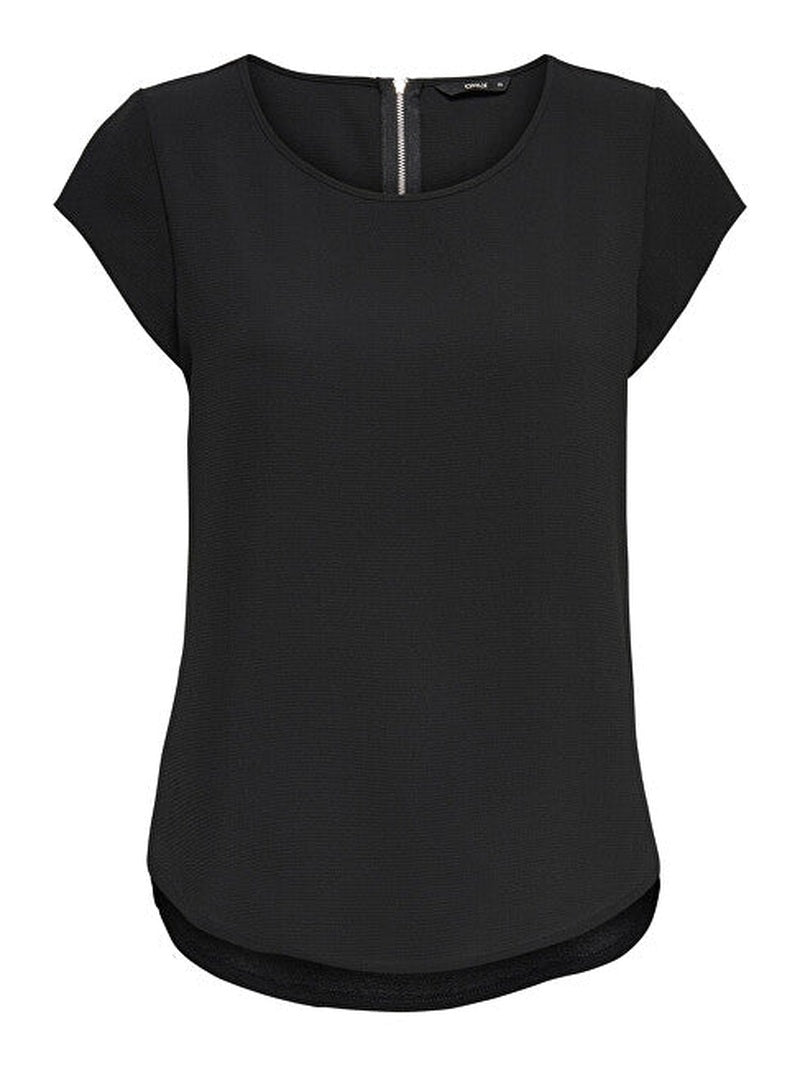 ONLY Women's Vic Solid Scoop Neck Top, Black, EU 38 ONLY