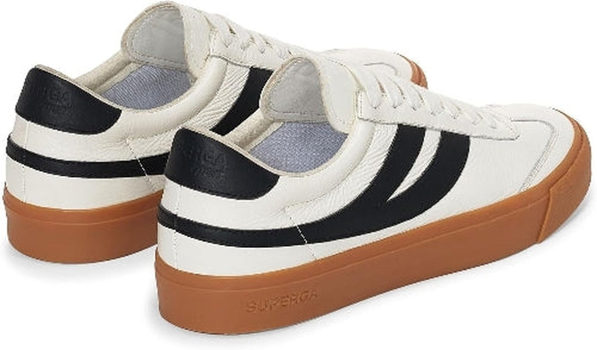 Superga Unisex Adult's 4834 Club S Swallow Leather Sneaker, White Black Gum - EU 40 Superga