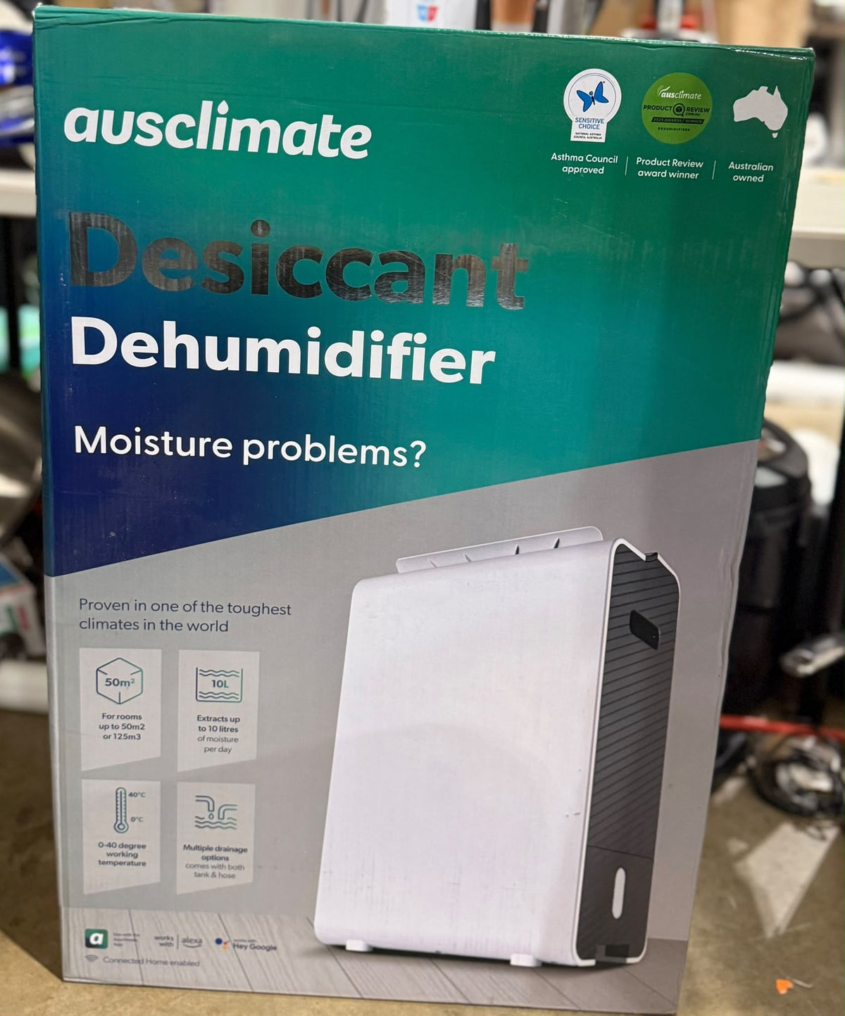 Ausclimate Cool-Seasons Premium 10L Desiccant Dehumidifier AU1910DD White - As New - Refurbished Ausclimate