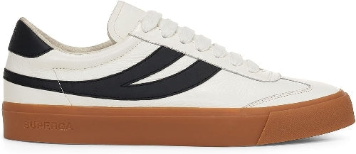 Superga Unisex Adult's 4834 Club S Swallow Leather Sneaker, White Black Gum - EU 40