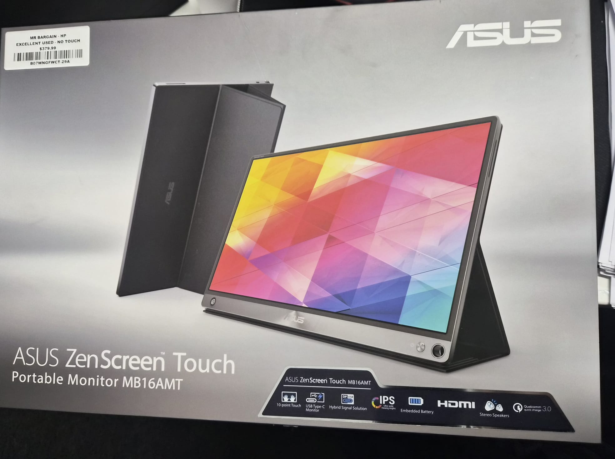 ASUS ZenScreen Touch Portable Gaming Monitor 15.6" 1080P FHD  (MB16AMT) - Excellent Condition - NO TOUCH ASUS
