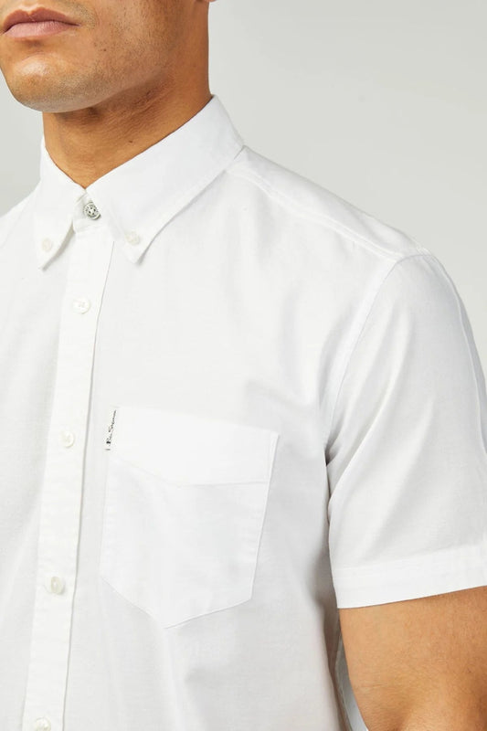 Ben Sherman Signature Oxford Short Sleeve Shirt, Large, White Ben Sherman