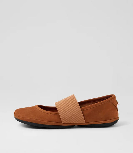 Camper Women's Right Nina Ballerina Flat, Nubuck Leather Brown, EU 36/US 6 CAMPER