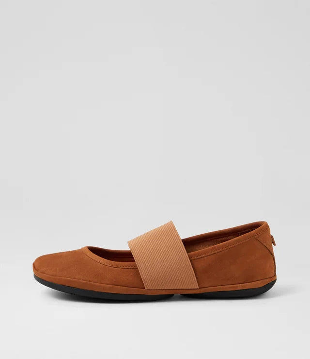 Camper Women's Right Nina Ballerina Flat, Nubuck Leather Brown, EU 36/US 6 CAMPER