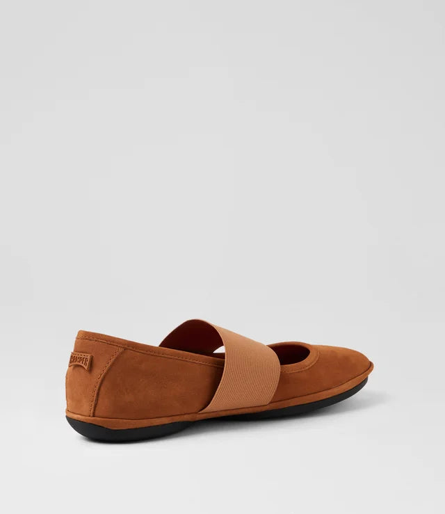 Camper Women's Right Nina Ballerina Flat, Nubuck Leather Brown, EU 36/US 6 CAMPER
