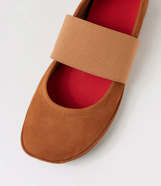 Camper Women's Right Nina Ballerina Flat, Nubuck Leather Brown, EU 36/US 6 CAMPER