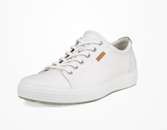 ECCO Men's Soft 7 Long Lace Leather Sneaker, White, EU 44/US 10-10.5 ECCO