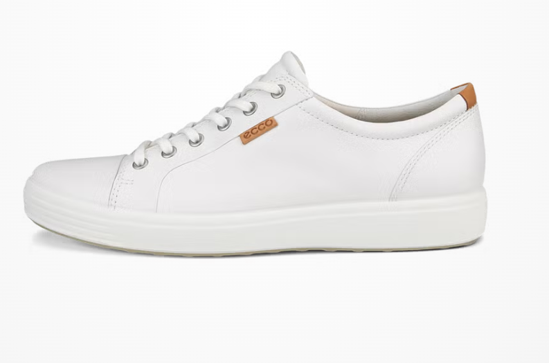 ECCO Men's Soft 7 Long Lace Leather Sneaker, White, EU 44/US 10-10.5 ECCO