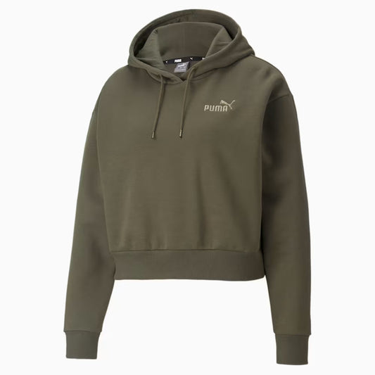 PUMA Women's Essential Cropped Logo Hoodie, Grape Leaf, XL Puma