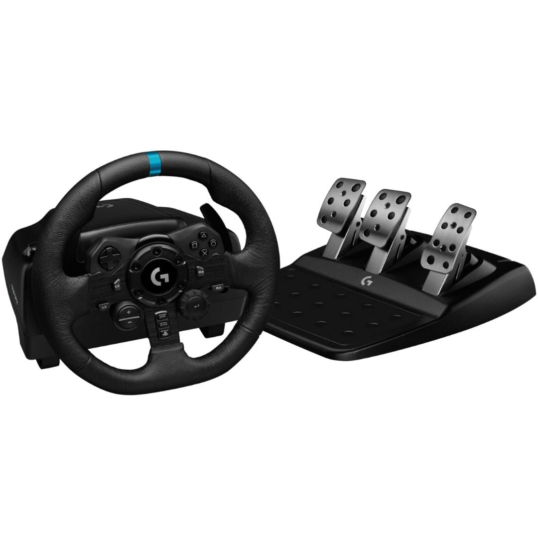 Logitech G923 Racing Wheel and Pedals - Refurbished, featuring force feedback, realistic pedals, and a durable design. Ideal for racing game enthusiasts in Perth, Australia.