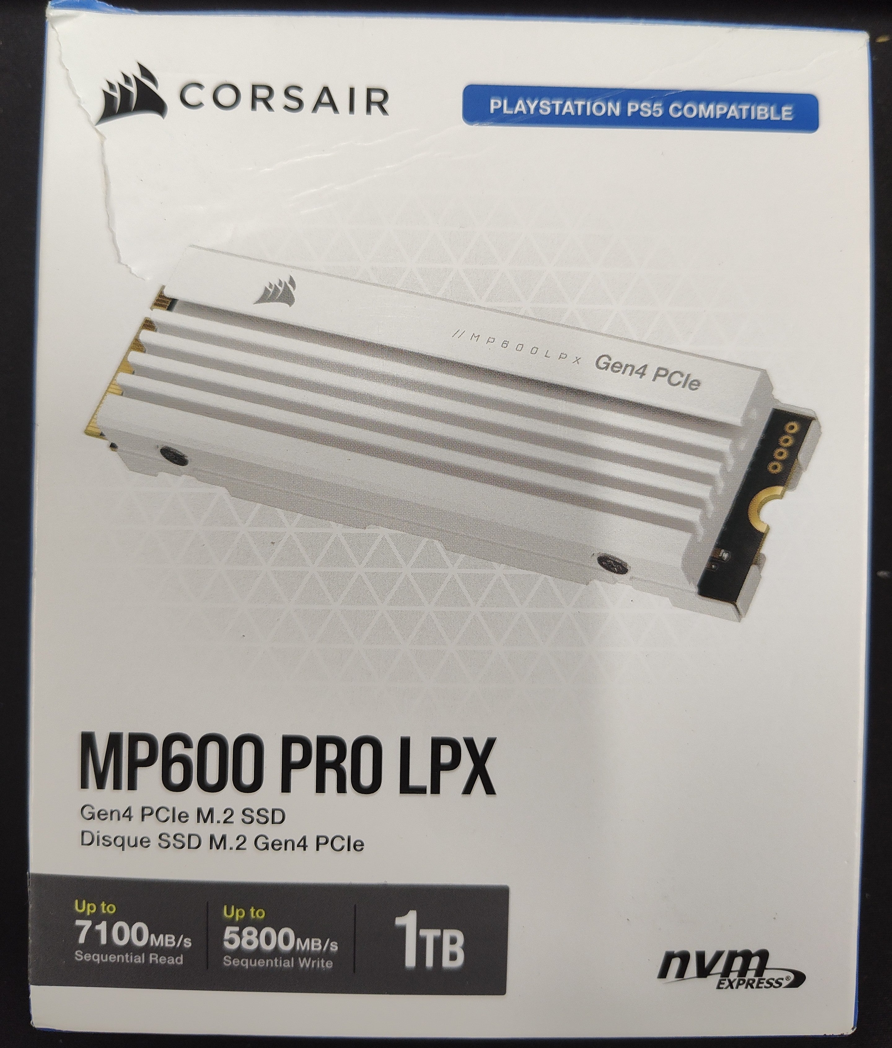 CORSAIR MP600 PRO LPX 1TB PCIe Gen4 NVMe M.2 SSD PS5 Compatible White – As New CORSAIR