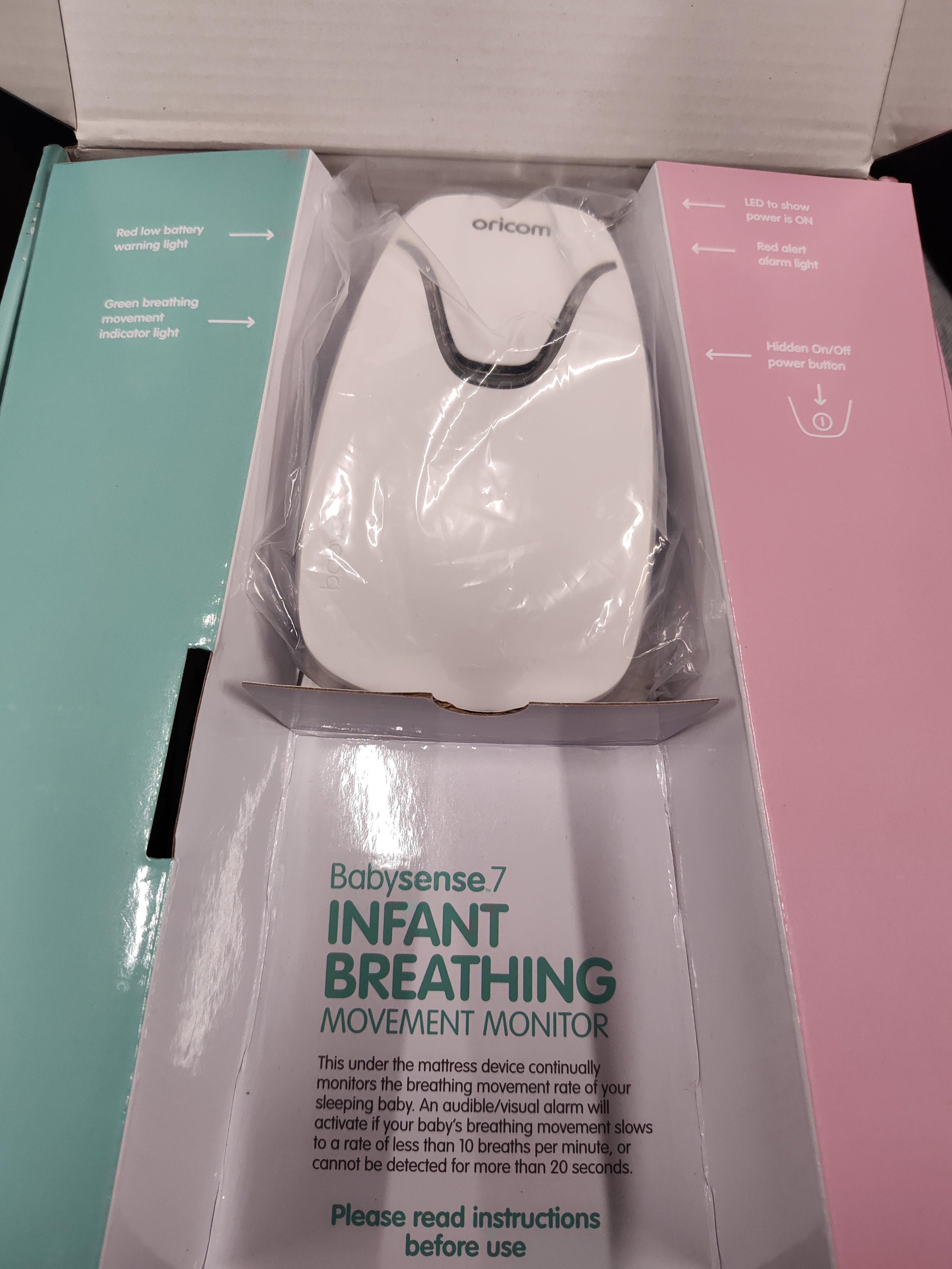 Oricom Babysense 7 Baby Breathing Movement Monitor BS7 Cot Sensor Pad – As New ORICOM