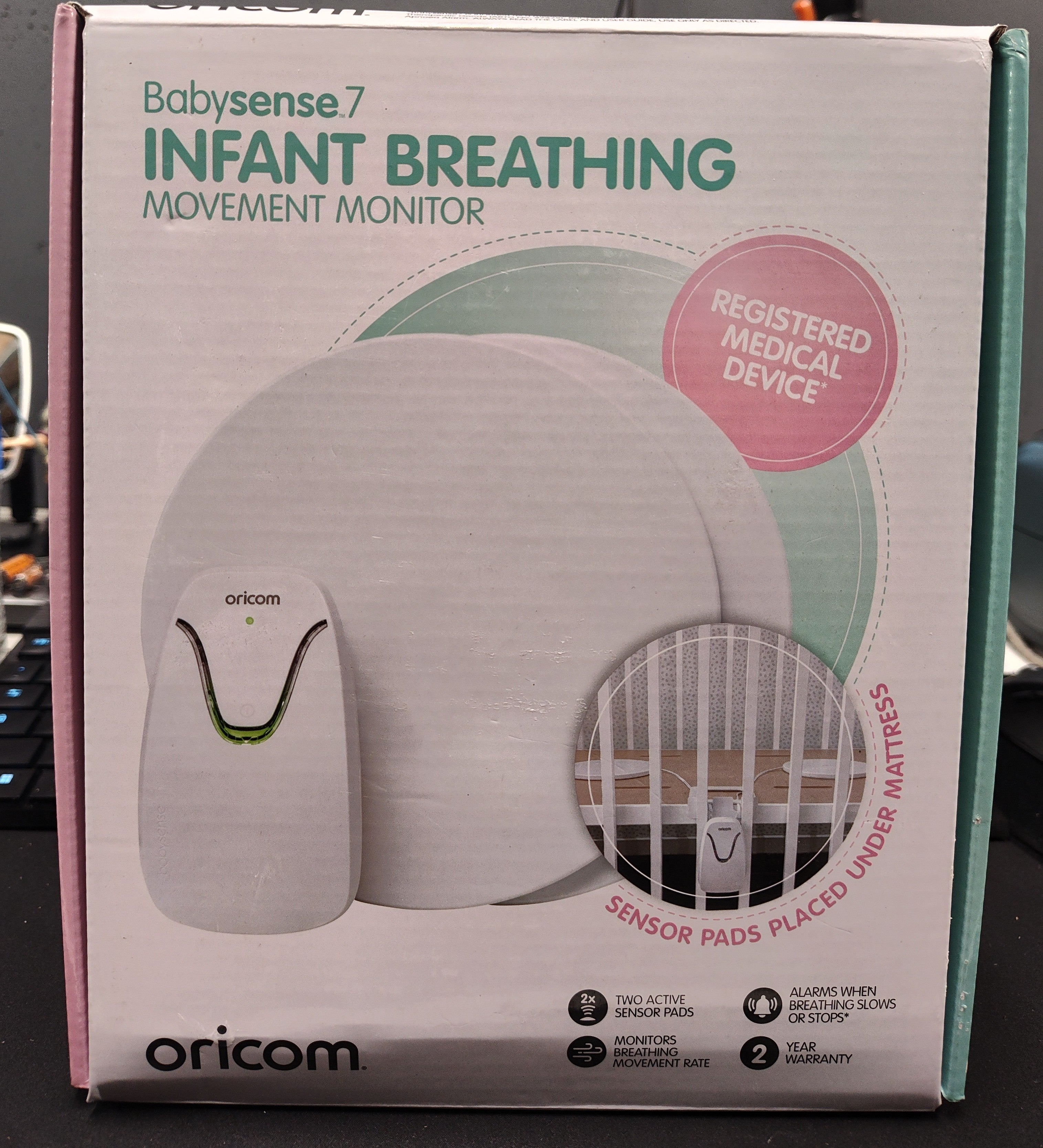 Oricom Babysense 7 Baby Breathing Movement Monitor BS7 Cot Sensor Pad – As New ORICOM