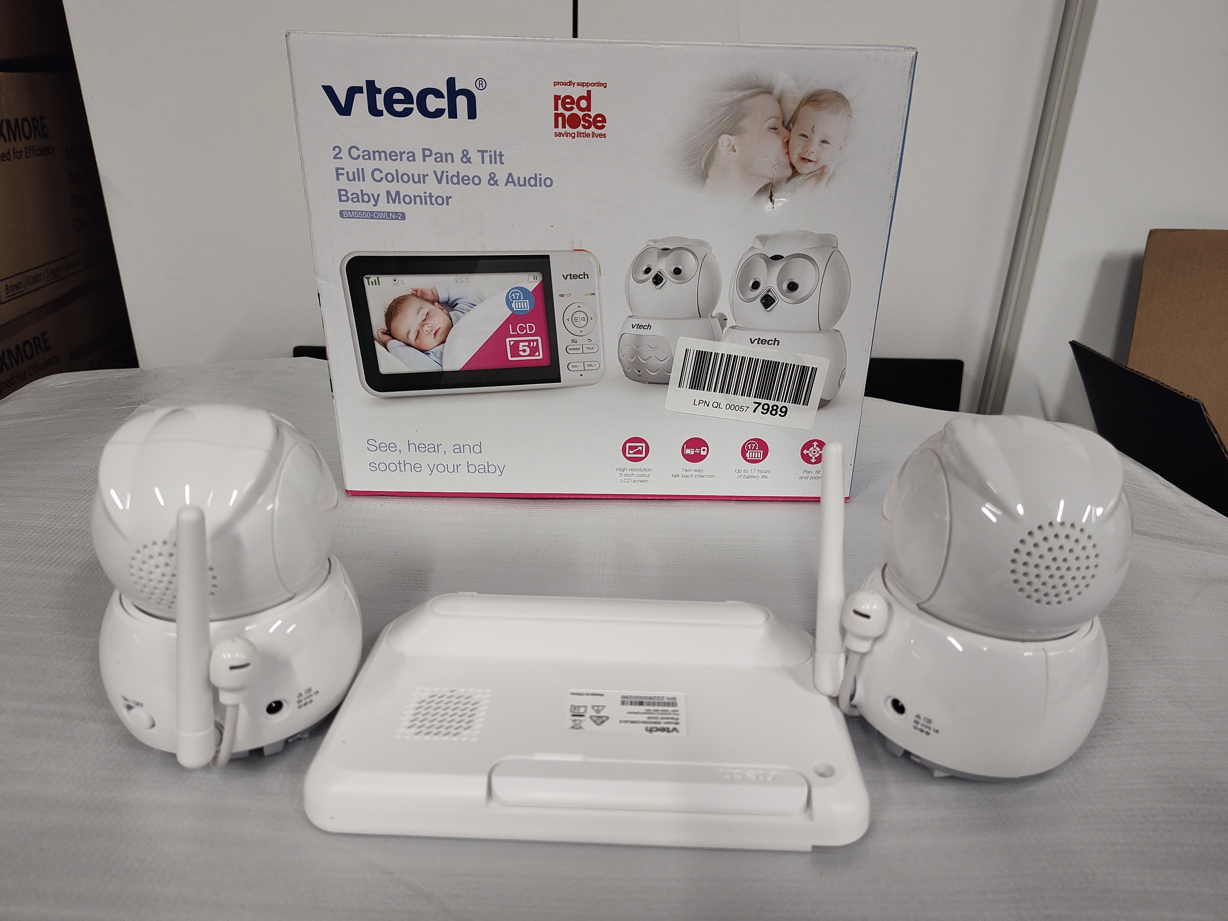 VTech BM5550-OWLN 5" Full Colour Pan & Tilt Video Baby Monitor with 2 Cameras – As New VTECH