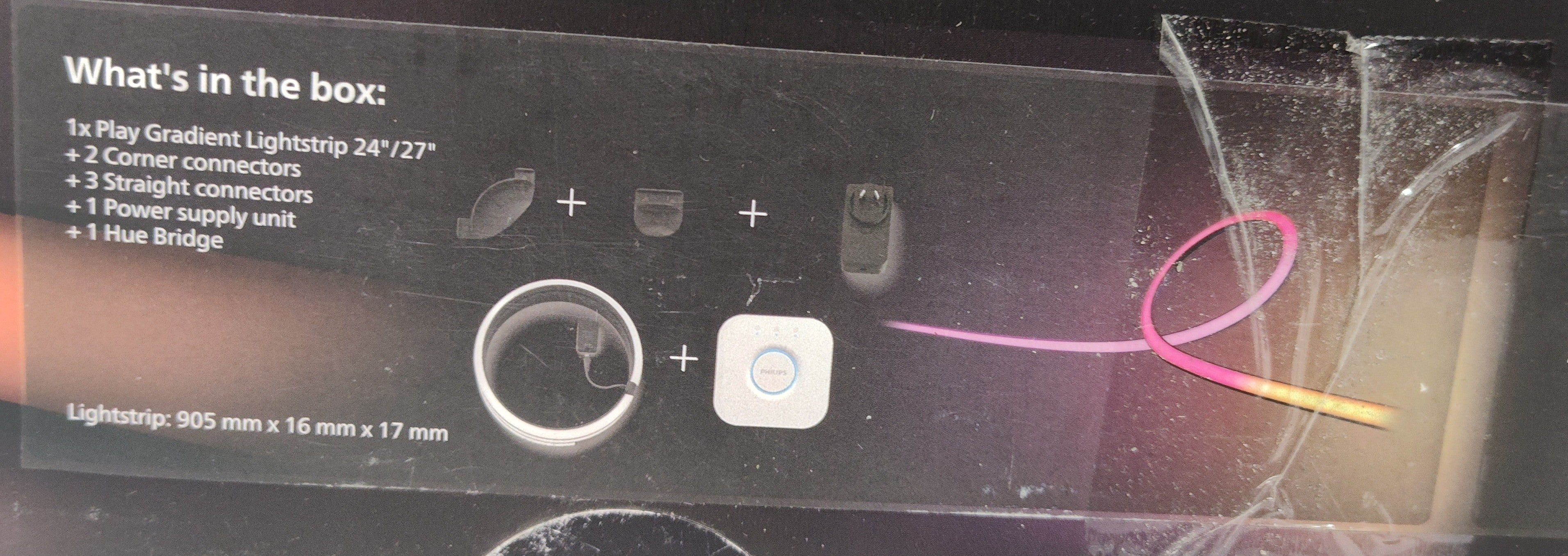 Philips Hue Play Gradient PC Lightstrip Starter Kit 24-27" Monitor + Hue Bridge – As New Philips