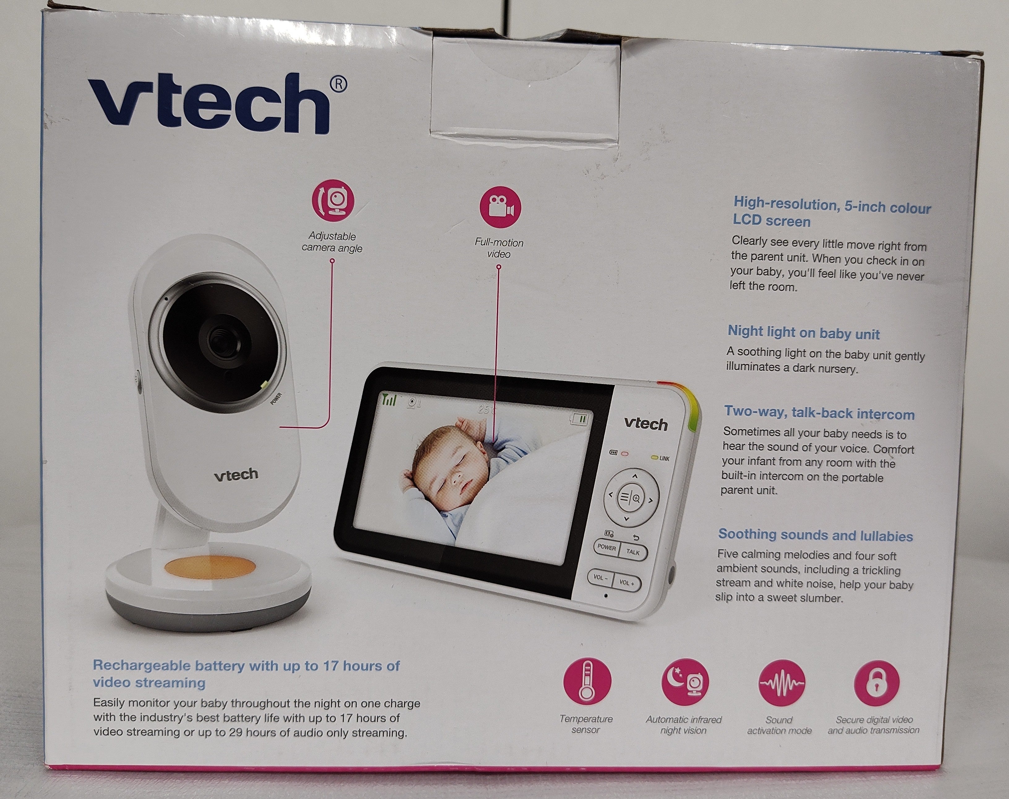VTech BM5250N 5" Full Colour Video Baby Monitor with Night Light – As New VTECH