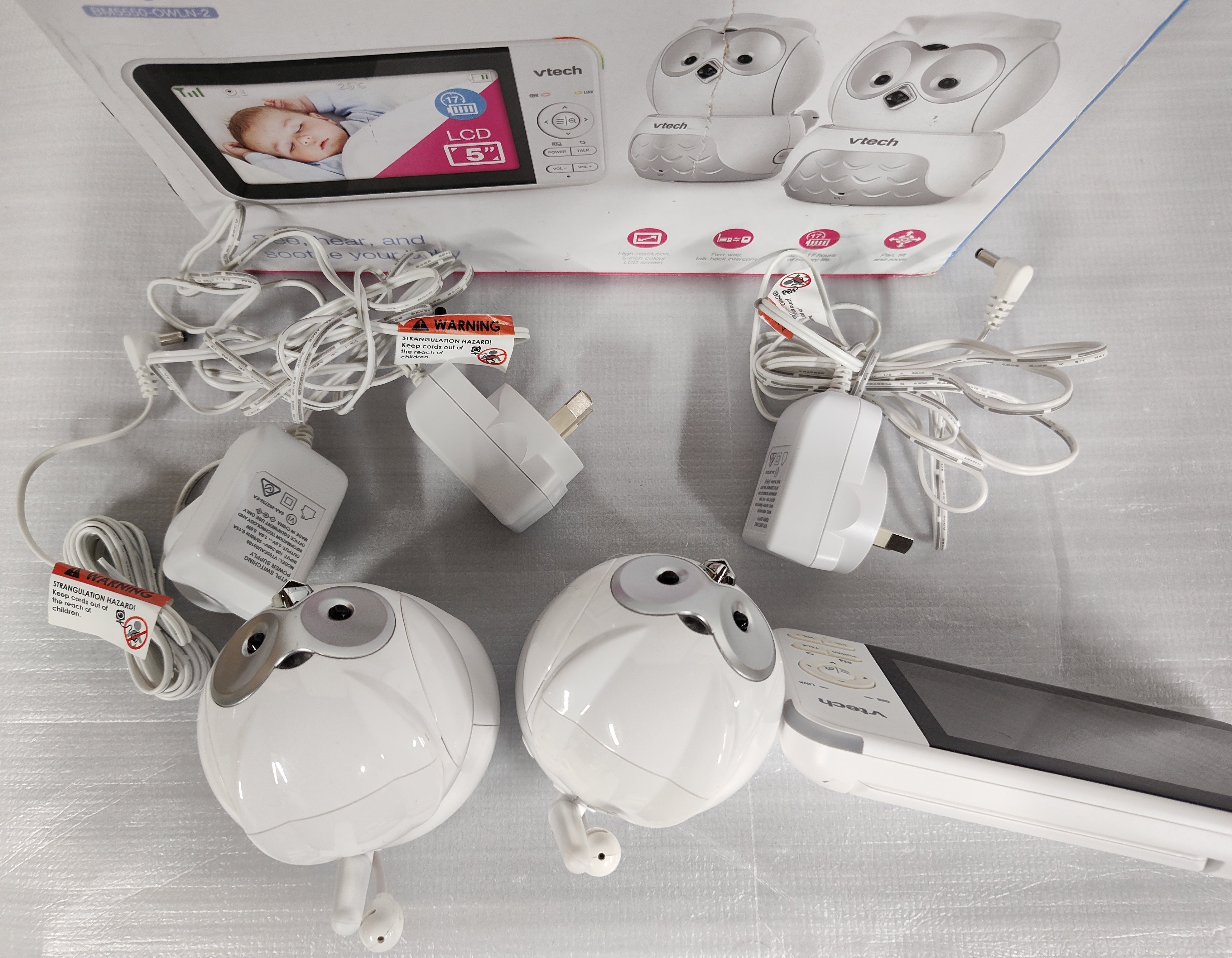 VTech BM5550-OWLN 5" Dual Camera Pan & Tilt Video Baby Monitor – Fair Condition VTECH