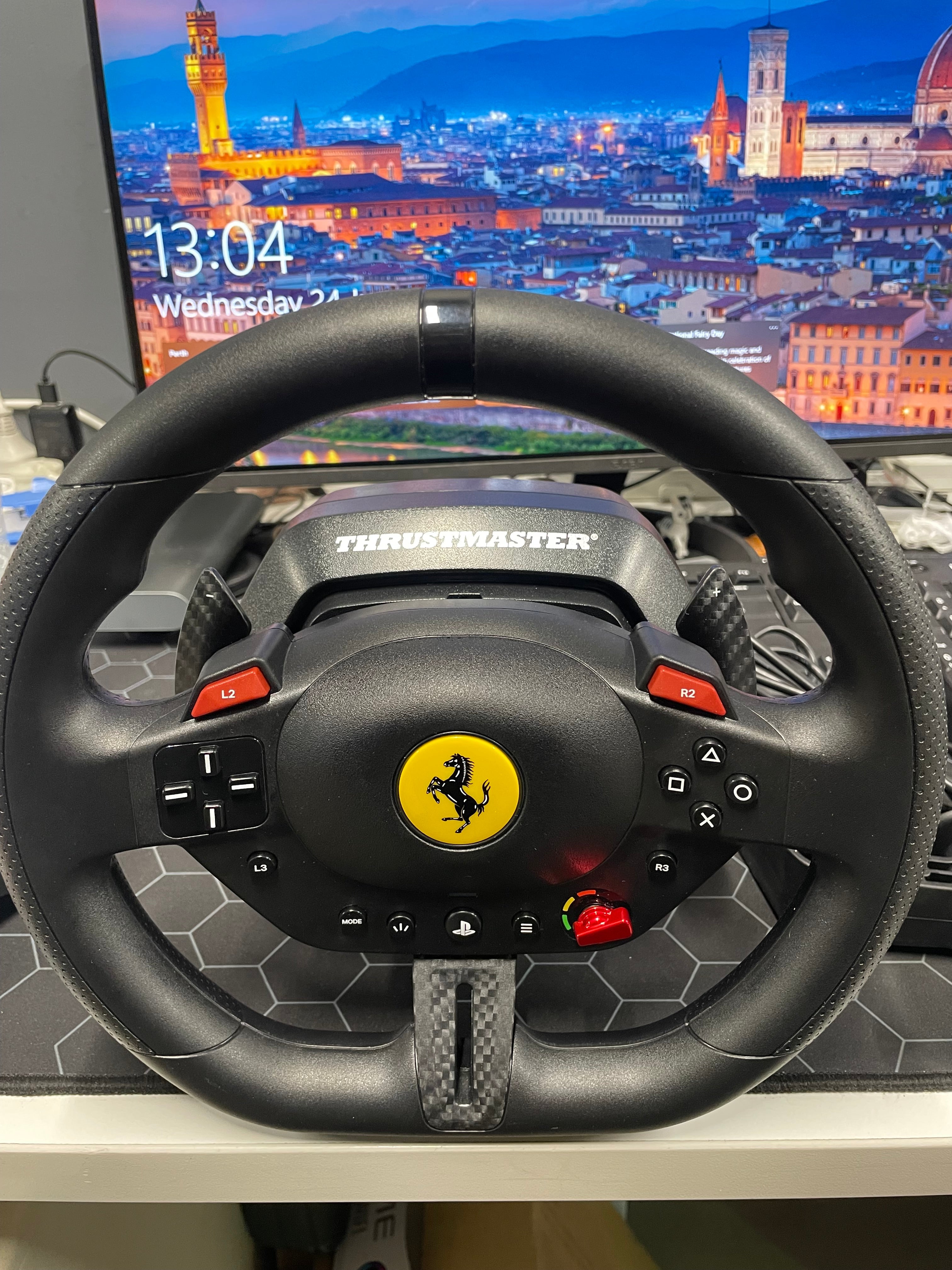 Thrustmaster T98 Ferrari Racing Wheel & Pedal Set for PS5 PS4 PC – As New Thrustmaster