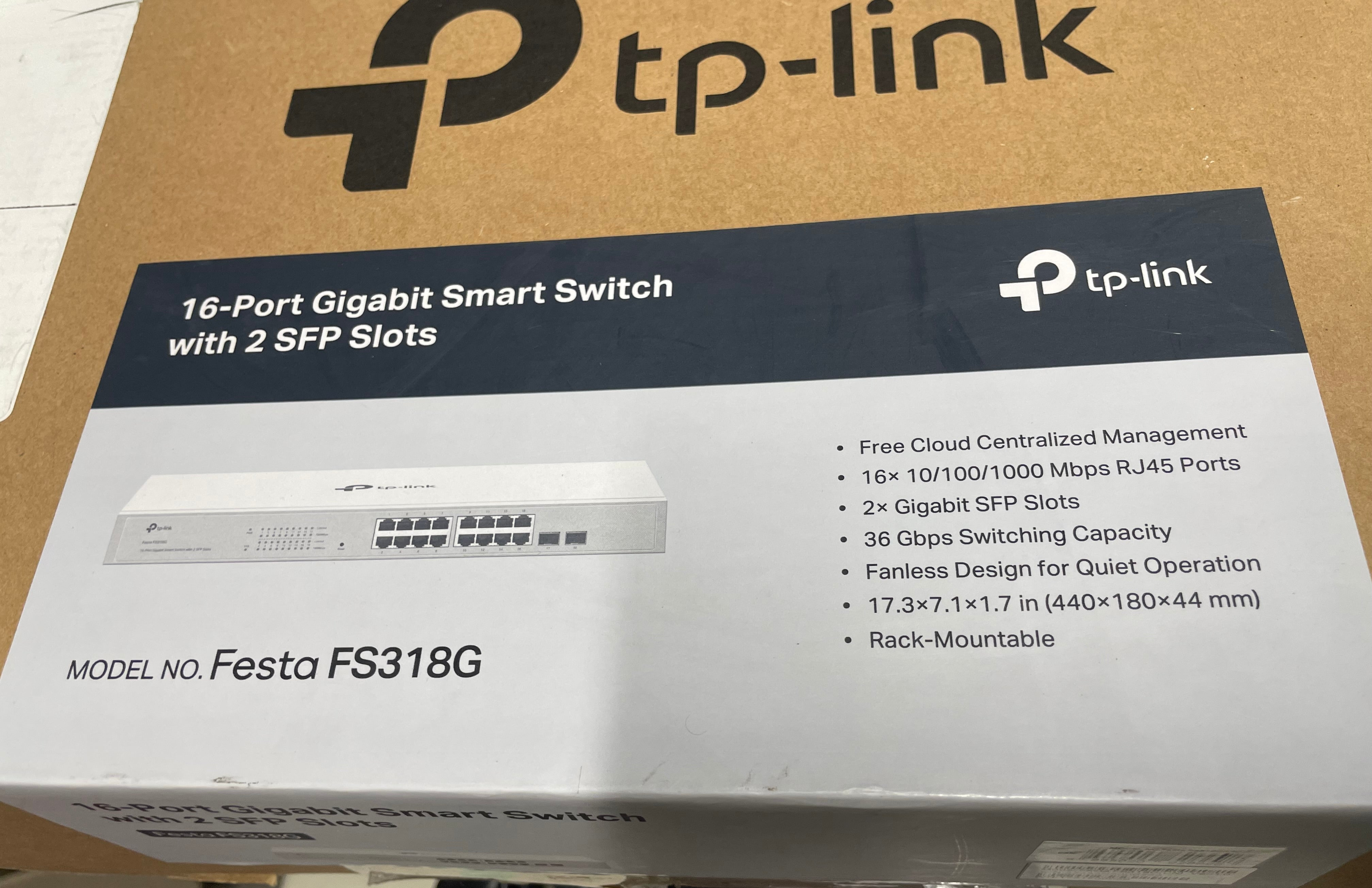 TP-Link Festa FS318GP 18-Port Gigabit Smart Switch with 16-Port PoE+ Cloud Managed – As New TP-LINK