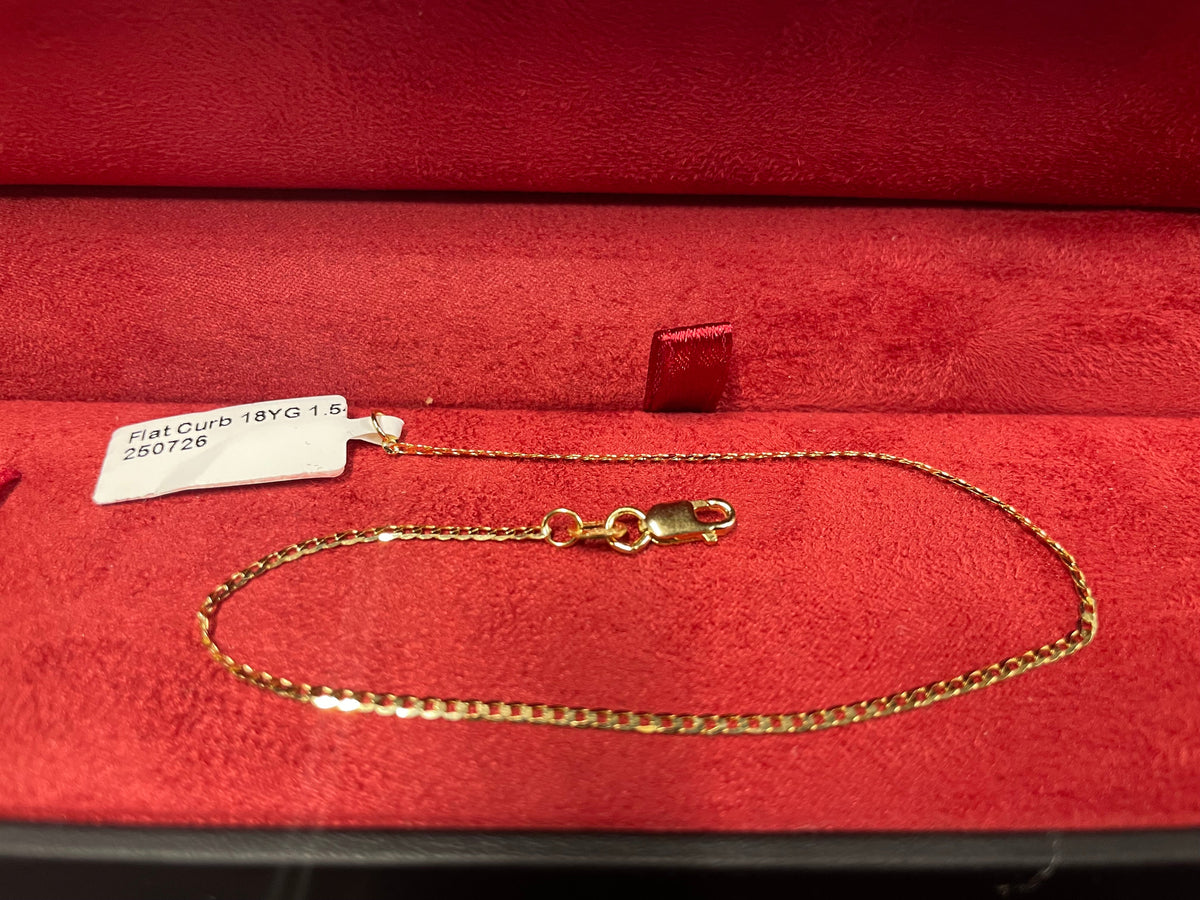 18KT Yellow Gold Flat Curb Bracelet 1g