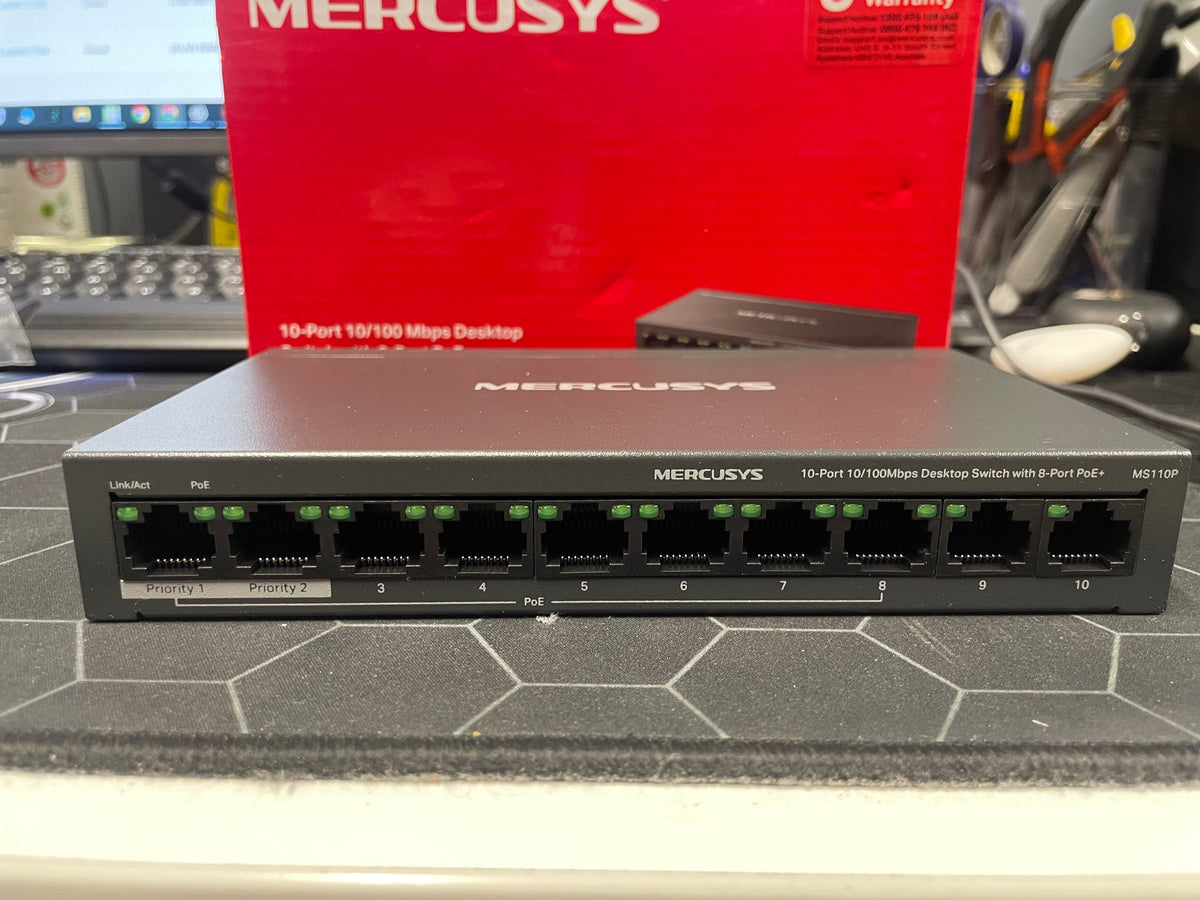 Mercusys MS110P 10-Port 10/100Mbps Desktop Switch with 8-Port PoE+ - As New - Refurbished MERCUSYS
