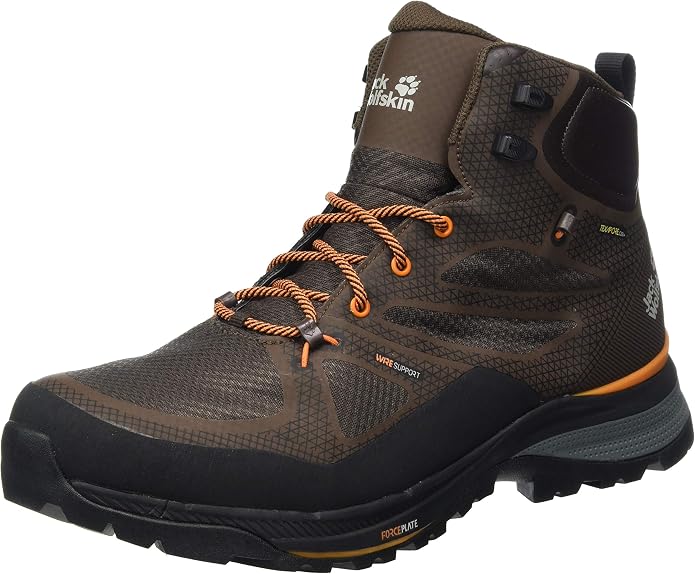 Jack Wolfskin Men's Force Striker Texapore Mid M High Rise Hiking Shoes, Mocca Orange- 9 US /UK8 / EUR42 Jack Wolfskin