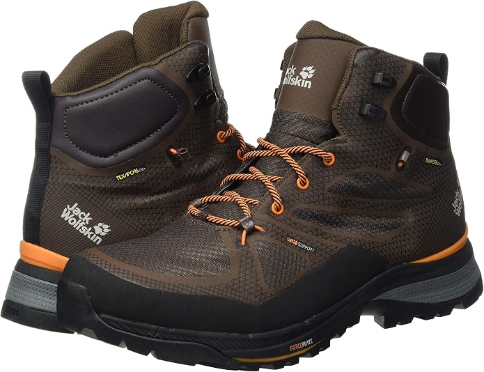 Jack Wolfskin Men's Force Striker Texapore Mid M High Rise Hiking Shoes, Mocca Orange- 9 US /UK8 / EUR42 Jack Wolfskin