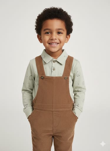 Pekkle Kids' 2-Piece Corduroy Overall Set Mr Bargain
