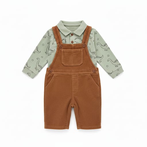 Pekkle Kids' 2-Piece Corduroy Overall Set Mr Bargain
