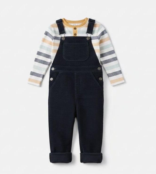 Pekkle Kids' 2-Piece Corduroy Overall Set Mr Bargain