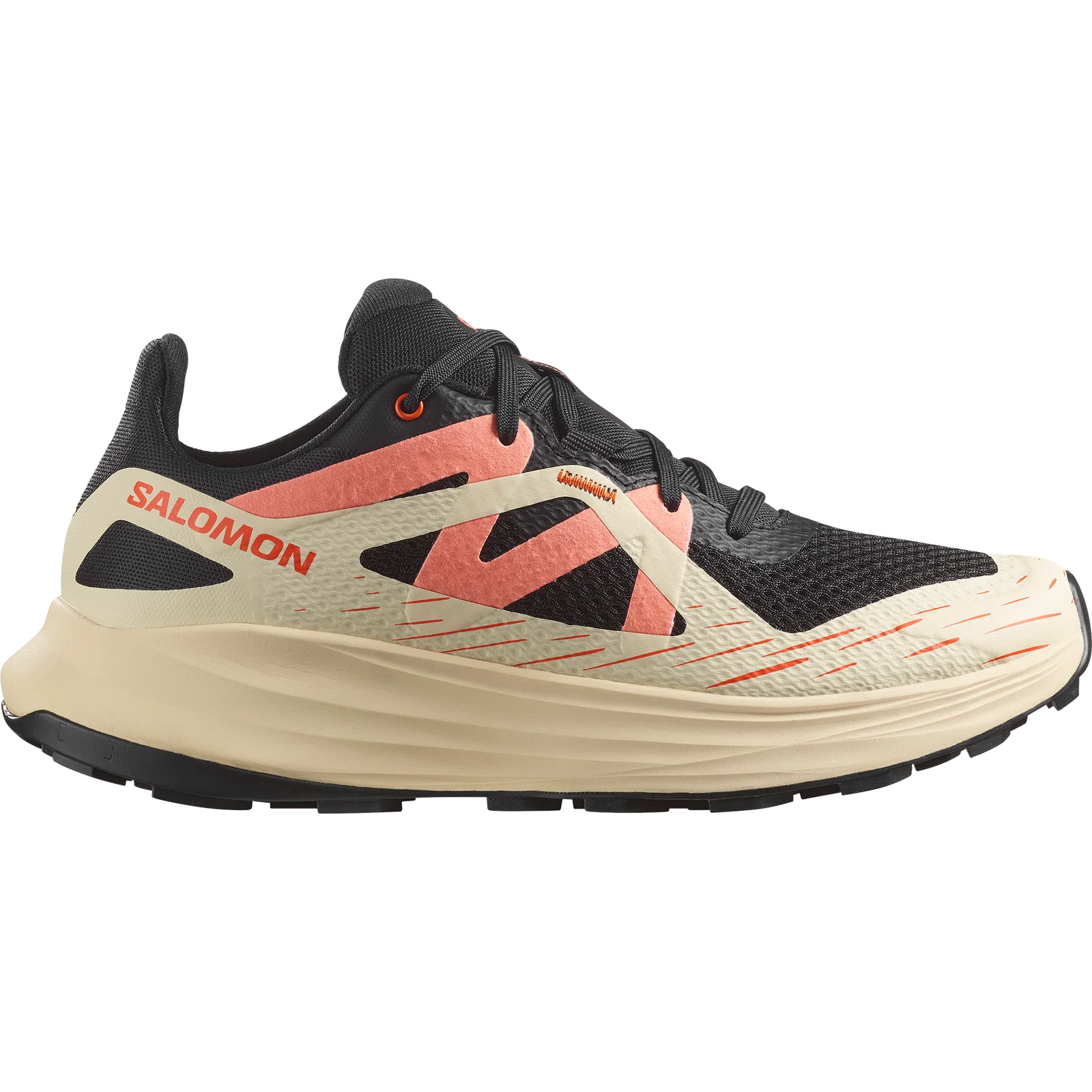 Salomon Women's Ultra Flow Trail Running and Hiking Shoe, Black/Tender/Fuco, 6 US/ EU 37.3 Salomon