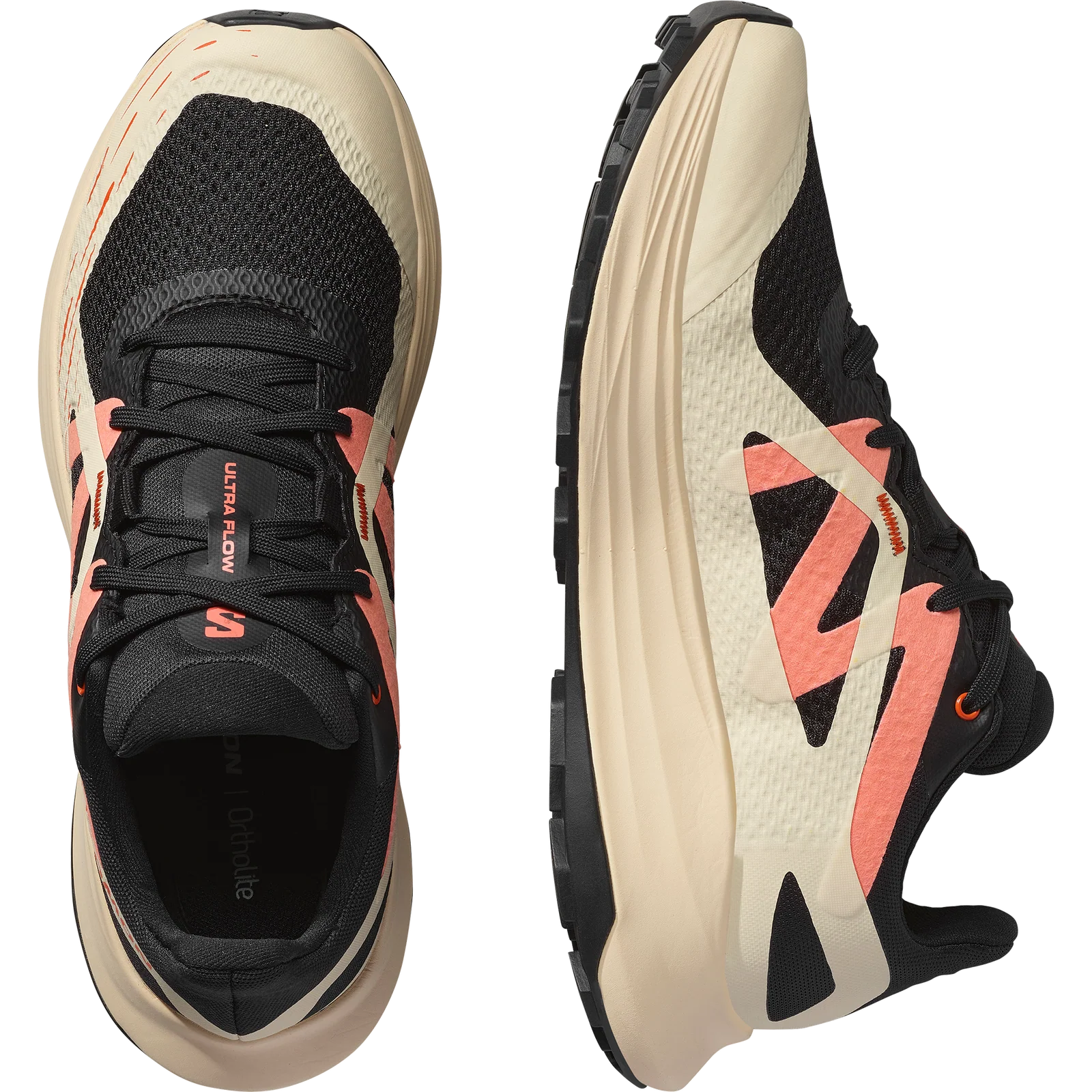 Salomon Women's Ultra Flow Trail Running and Hiking Shoe, Black/Tender/Fuco, 6 US/ EU 37.3 Salomon