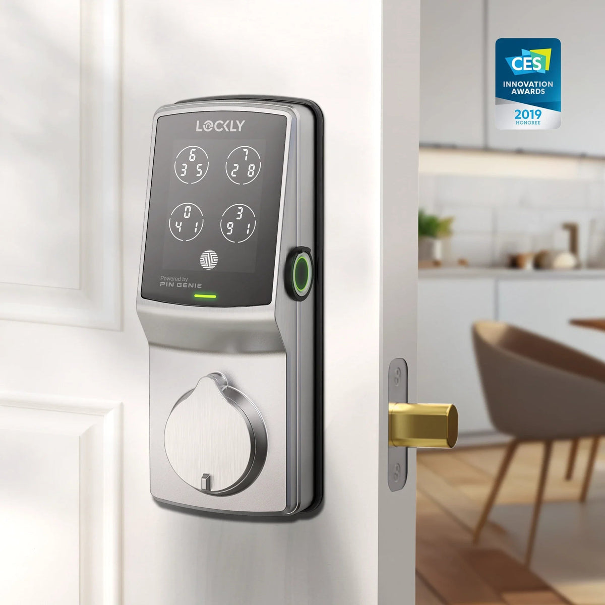 Lockly Secure Plus Deadbolt Smart Door Lock with Flat Head, Satin Nickel Lockly