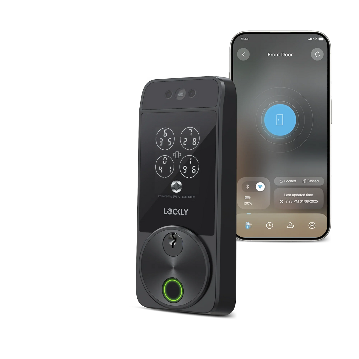 Lockly Visage Zeno Series Facial Recognition Smart Lock - Matte Black - New Lockly