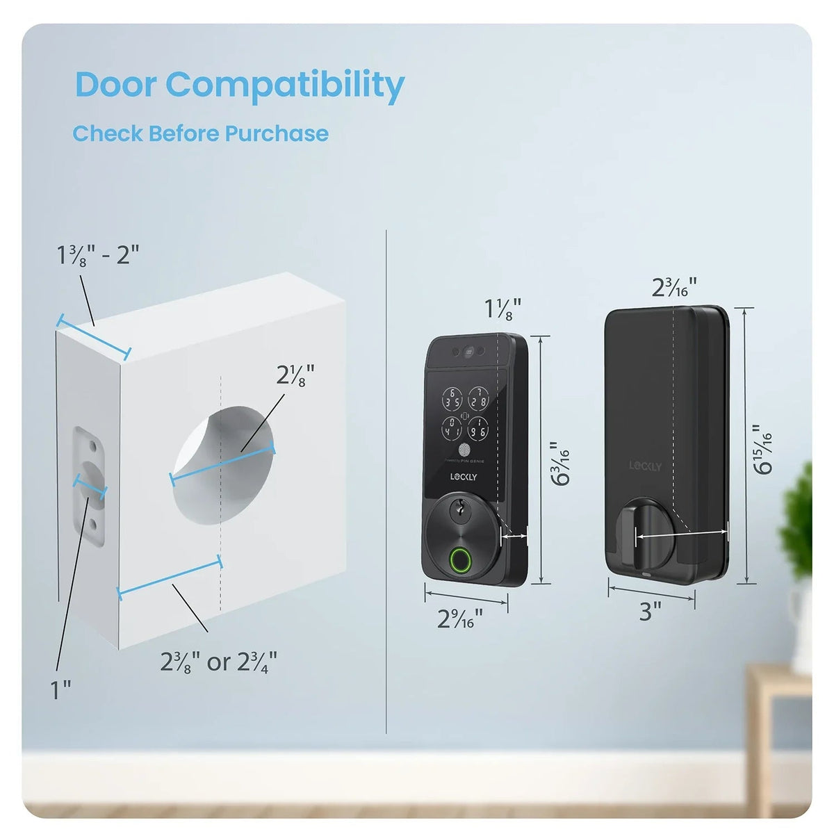 Lockly Visage Zeno Series Facial Recognition Smart Lock - Matte Black - New Lockly