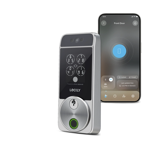 Lockly Visage Zeno Series Facial Recognition Smart Lock - Satin Nickel - New Lockly