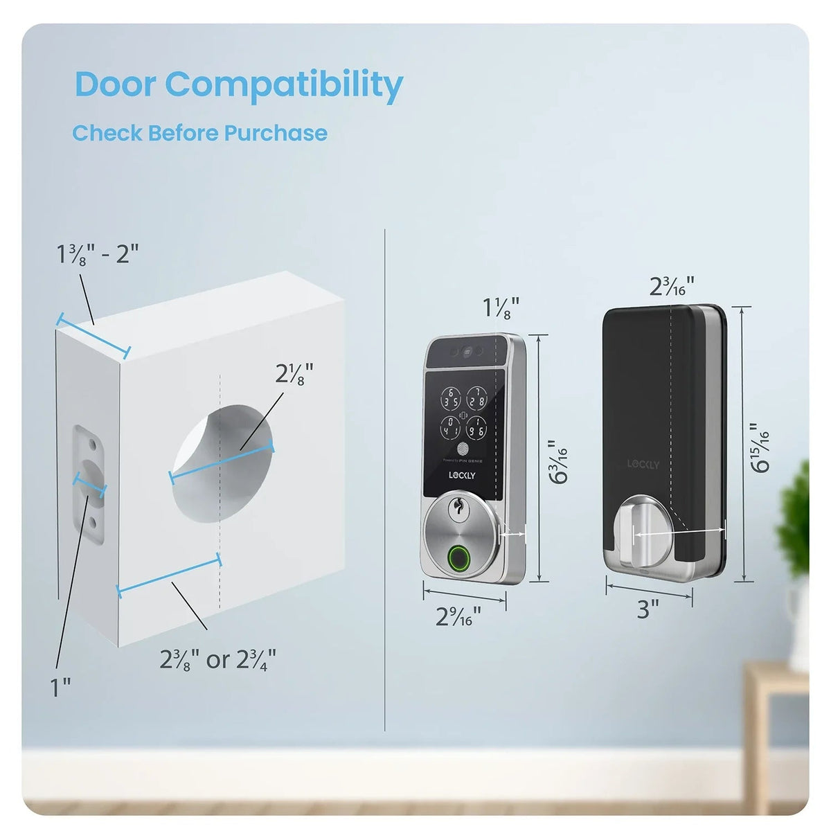 Lockly Visage Zeno Series Facial Recognition Smart Lock - Satin Nickel - New Lockly