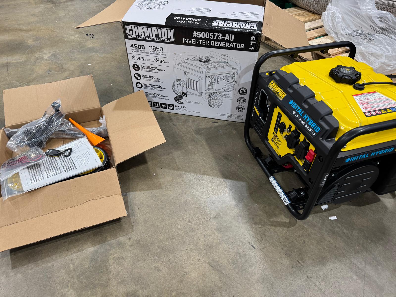 Champion 4500W Inverter Generator Open Frame 500573-AU Petrol Generator – As New Champion