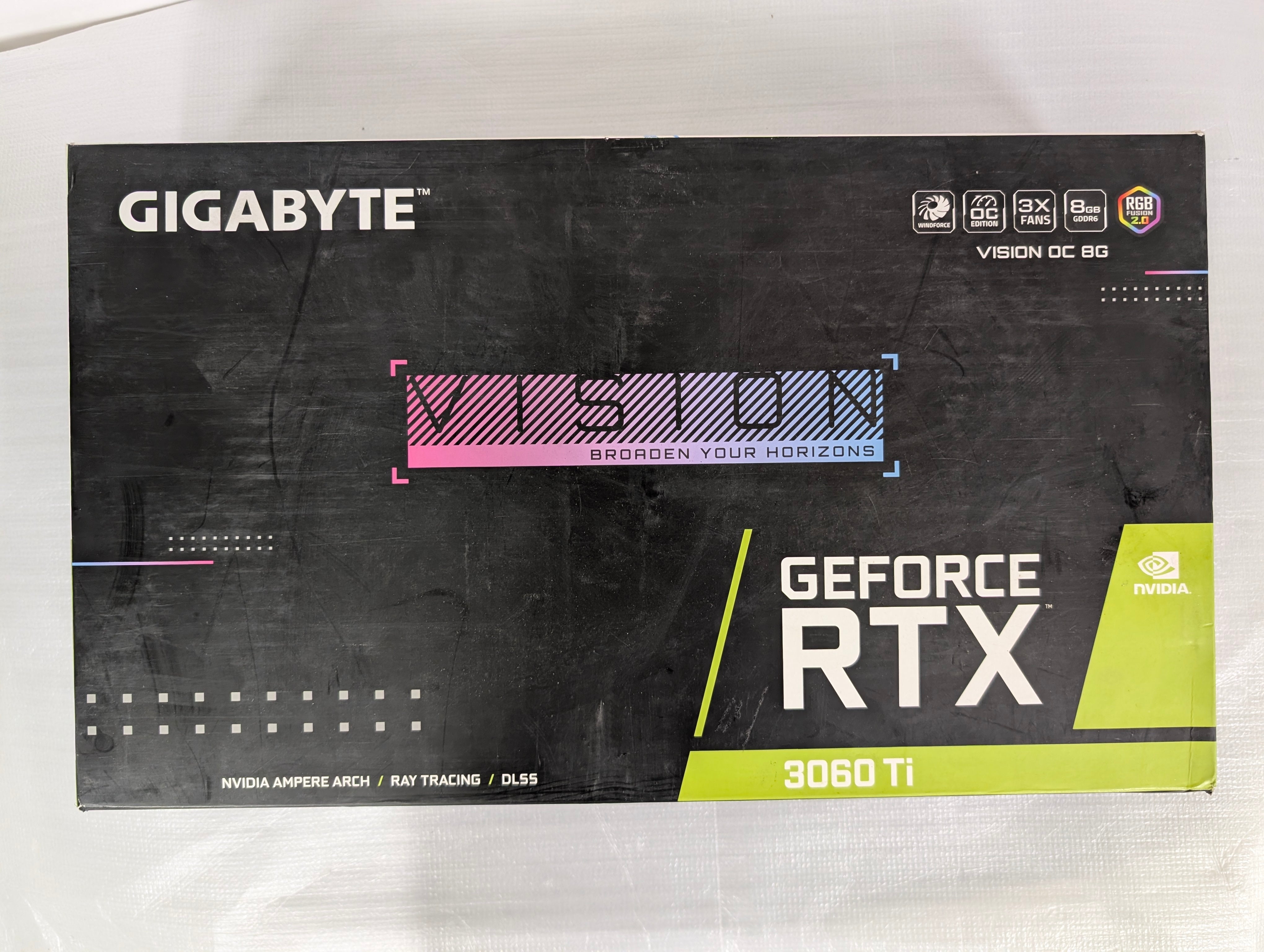 Gigabyte GeForce RTX 3060 Ti Vision OC 8GB V2 LHR Graphics Card White – As New GIGABYTE