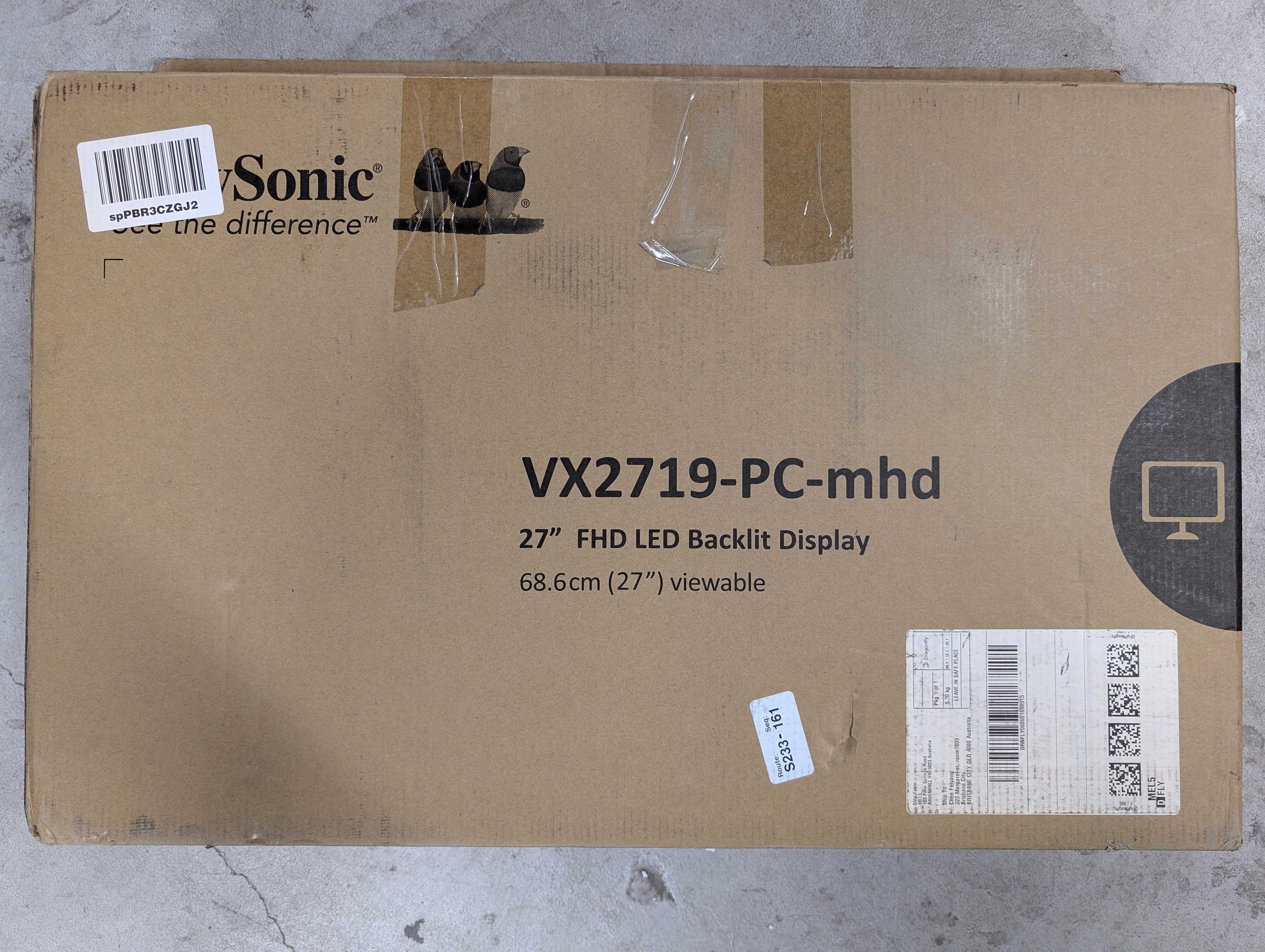 ViewSonic VX2719-PC-MHD 27" Curved Gaming Monitor 240Hz 1ms FreeSync – As New VIEWSONIC