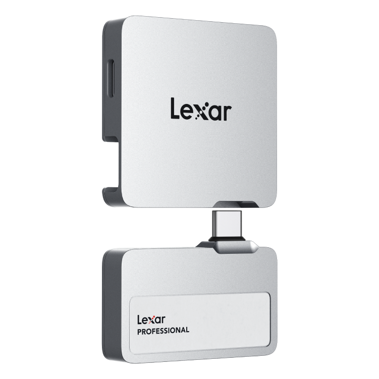 Lexar Professional Go Portable SSD with Hub 1TB - Up to 1050MB/s, USB 3.2 Gen 2, Apple ProRes, IP65 - Silver Lexar